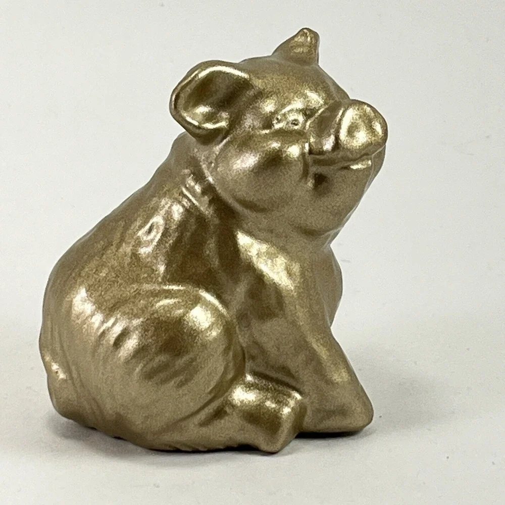 Farmhouse Brass-tone Pig Figure 2.5